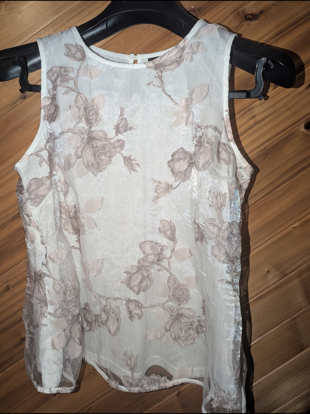 City Chic Sheer Floral Burnout Blouse Cream Tan Sleeveless Top Plus Size